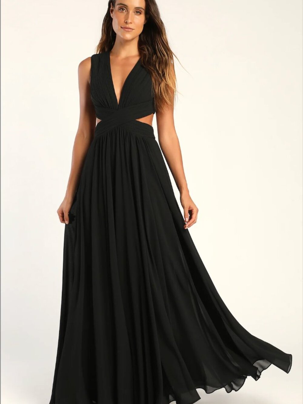 Lulus Vivid Imagination Black Cutout Maxi Dress - Size S